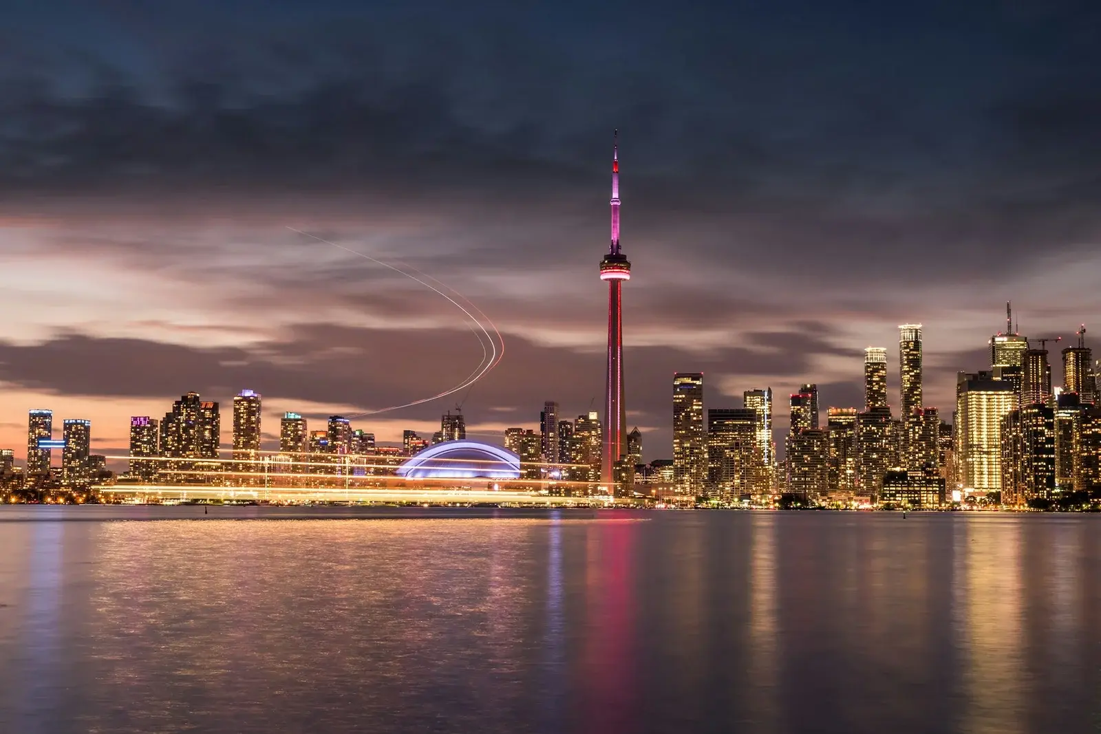 Toronto city skyline at night, Ontario, Canada